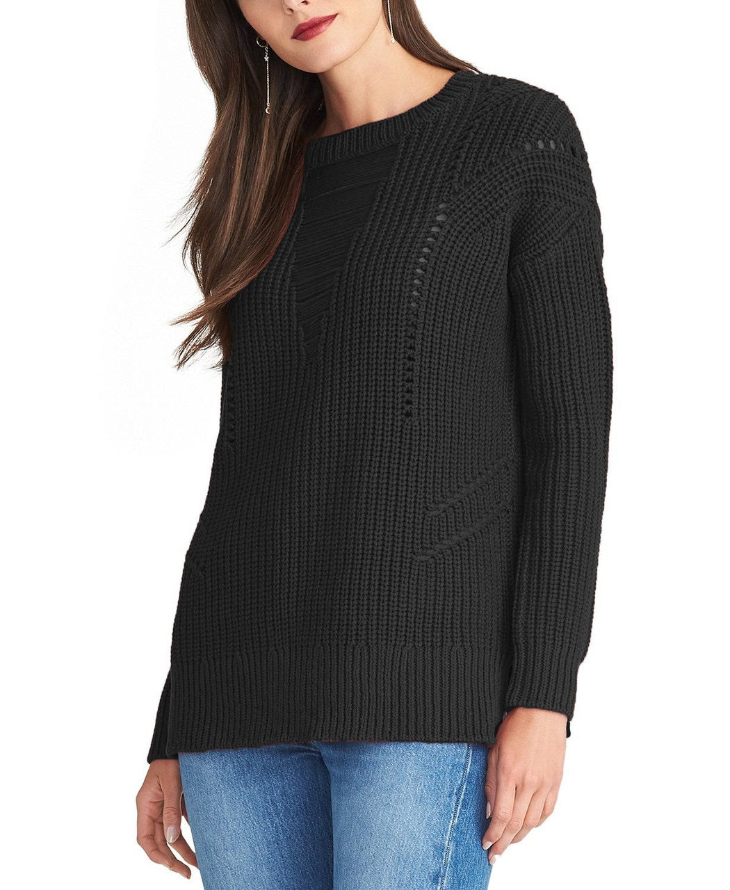 Rachel Roy Women's Textured Sweater Black Size X-Large