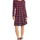 Rachel Roy Women's Plaid Open-Back Sweater Dress Black Size Large