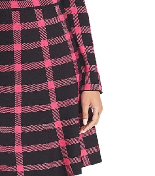 Rachel Roy Women's Plaid Open-Back Sweater Dress Black Size Large