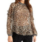 Rachel Roy Women's Sheer Leopard Print Top Beige Size 8
