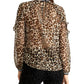 Rachel Roy Women's Sheer Leopard Print Top Beige Size 8