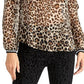 Rachel Roy Women's Sheer Leopard Print Top Beige Size 8