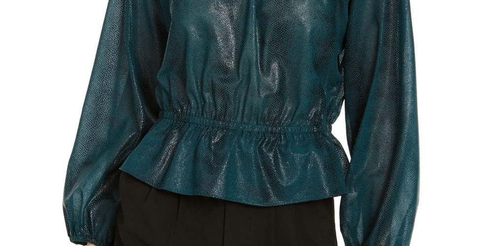 RACHEL Rachel Roy Women's Rylee Sheer Elastic Waist Blouse Green Size Small