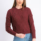 Ultra Flirt Juniors' Marled Cable-Knit Sweater Wine Size S