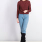 Ultra Flirt Juniors' Marled Cable-Knit Sweater Wine Size S