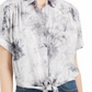 Ultra Flirt Juniors' Tie-Dye Tie-Hem Shirt Gray Size X-Large