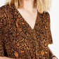 Ultra Flirt Juniors' Printed Tie-Front Top Brown Size Small