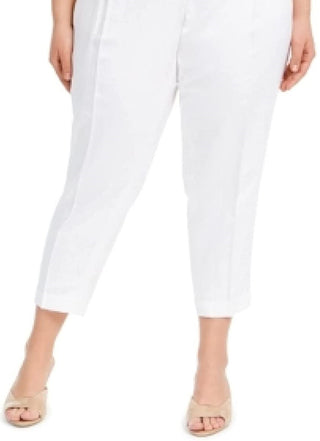 Calvin Klein Women's Linen Slim-Ankle Pants White Size 8