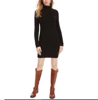 Kit & Sky Women's Cable Knit Sweater Dress Black Size Large