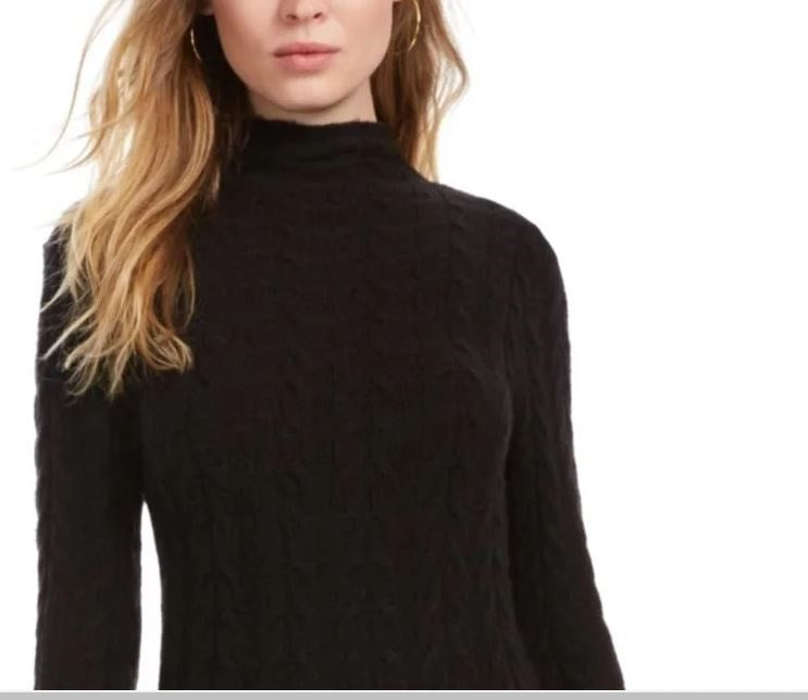 Kit & Sky Women's Cable Knit Sweater Dress Black Size Large