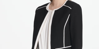 Calvin Klein Women's Piped-Trim Jacket Charcoal Size 16
