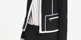 Calvin Klein Women's Piped-Trim Jacket Charcoal Size 16