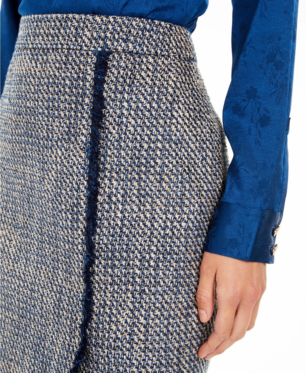 Calvin Klein Women's Tweed Pencil Skirt Blue Size 6