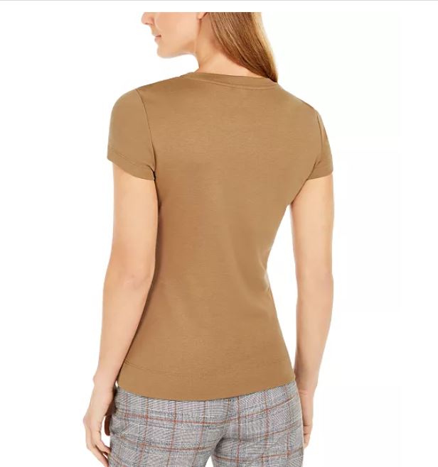Calvin Klein Women's Short Sleeve Cotton T-Shirt Brown Size Small