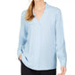 Calvin Klein Women's V Neck Top Blue Size Medium