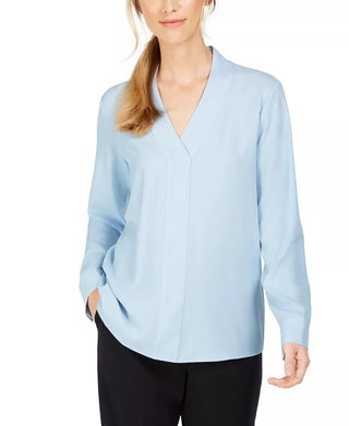 Calvin Klein Women's V Neck Top Blue Size Medium