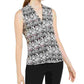 Calvin Klein Women's Sleeveless Snakeskin Print Top Charcoal Size Large