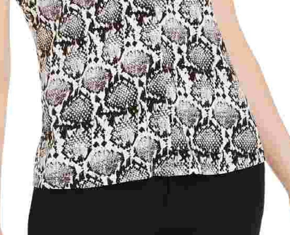 Calvin Klein Women's Sleeveless Snakeskin Print Top Charcoal Size Large