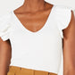 Lucy Paris Women's Sarah Ruffle Knit Top White Size Small