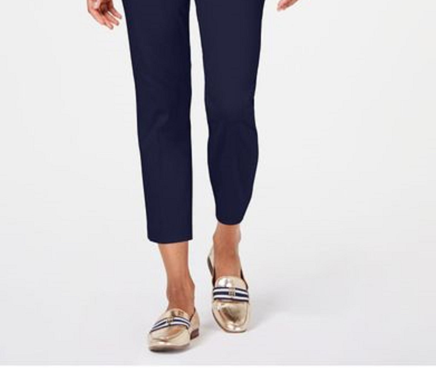 Tommy Hilfiger Women's Ribbon-Trim Ankle Pants Navy Size 16