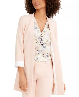 Calvin Klein Women's Long Collarless Blazer Pink Size 10 Petite