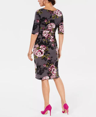 Connected Women's Floral Print Sarong Dress Charcoal Size 8 Petite