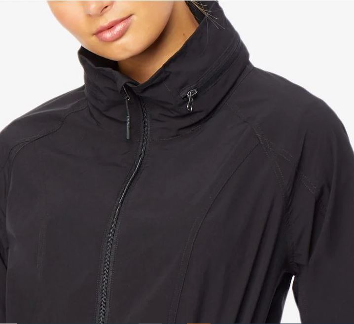 32 Degrees Women's Hooded Cinched-Waist Anorak Raincoat Black Size Extra Small