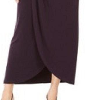 Connected Women's Soutache Faux-Wrap Gown Dark Purple Size 10 Petite
