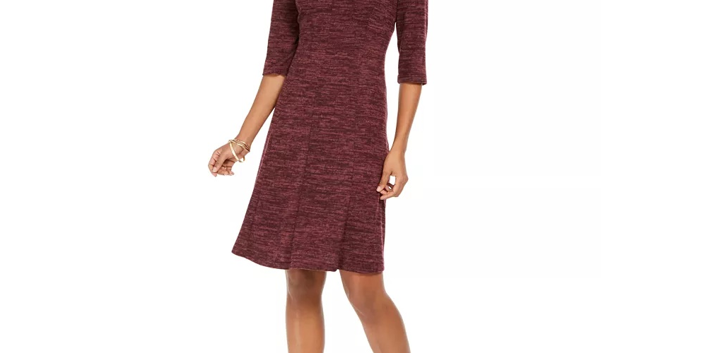 Connected Women's Round Neck A Line Dress Purple Size 10