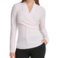 DKNY Women's Textured Surplice Neck Top Pink Size X-Large