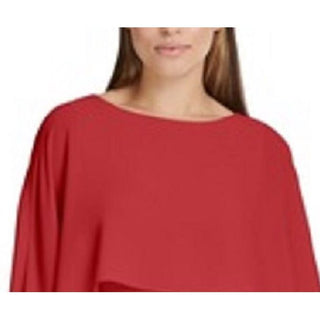 DKNY Women's Cape Overlay Top Red Size Medium