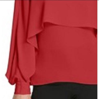 DKNY Women's Cape Overlay Top Red Size Medium