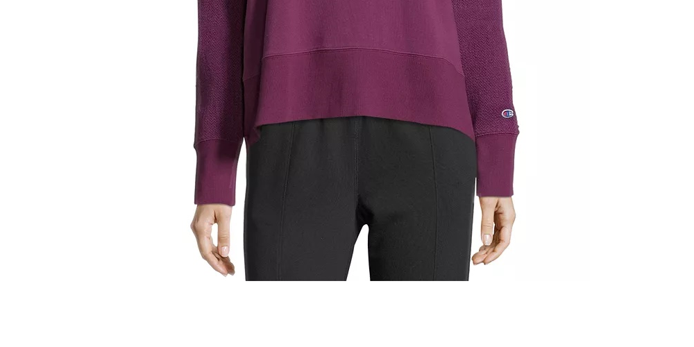 Champion Women's Heritage Cotton Mixed Texture Sweatshirt Purple Size Extra Small