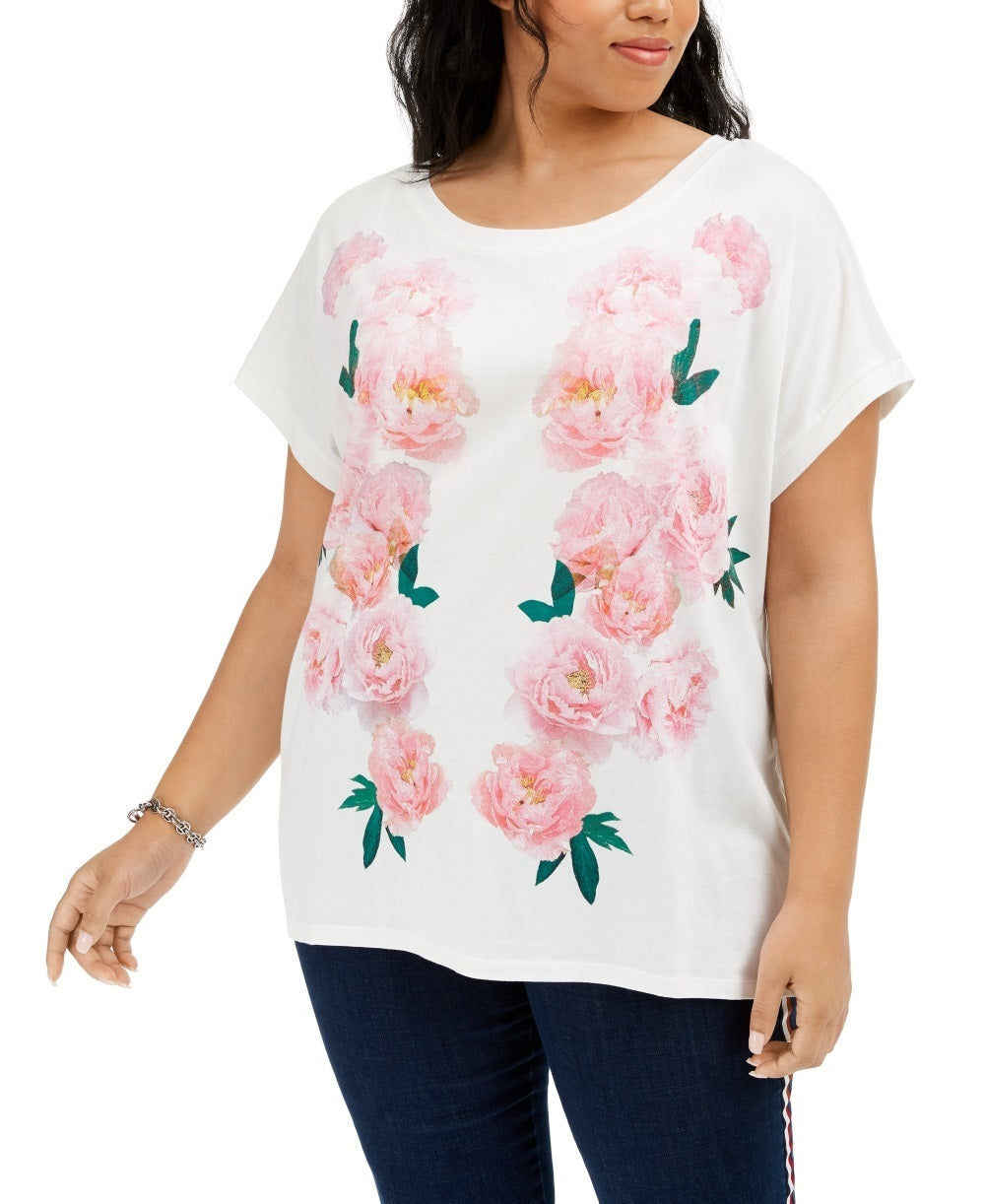 Tommy Hilfiger Women's Floral Print T Shirt White Size 3X