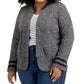 Tommy Hilfiger Women's Plus Size Double-Breasted Open-Front Jacket Charcoal Size 3X