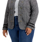 Tommy Hilfiger Women's Plus Size Double-Breasted Open-Front Jacket Charcoal Size 3X
