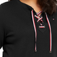 Tommy Hilfiger Women's Lace Up Waffle Knit Top Black Size 2X