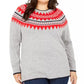 Tommy Hilfiger Women's Plus Wool Blend Ribbed Trim Pullover Sweater Gray Size 2X