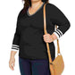 Tommy Hilfiger Women's Plus Size Cotton V-Neck Pullover Sweater Black Size 2X