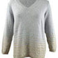 Calvin Klein Women's Plus Size Metallic-Striped V-Neck Sweater Gray Size 3X