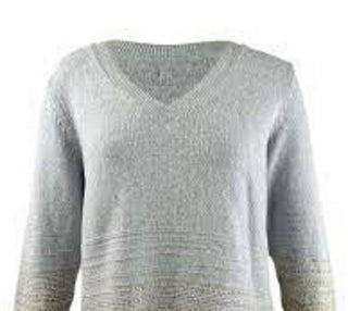 Calvin Klein Women's Plus Size Metallic-Striped V-Neck Sweater Gray Size 3X