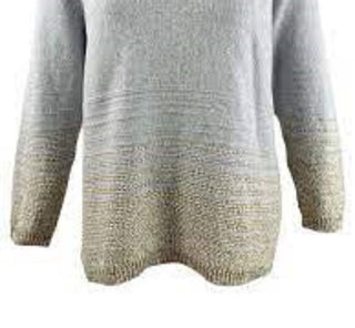 Calvin Klein Women's Plus Size Metallic-Striped V-Neck Sweater Gray Size 3X