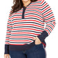 Tommy Hilfiger Women's Plus Size Metallic Striped Button-Up Top White Size 1X