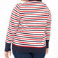 Tommy Hilfiger Women's Plus Size Metallic Striped Button-Up Top White Size 1X