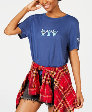 Disney Juniors' Stitch T-Shirt Navy Size Medium