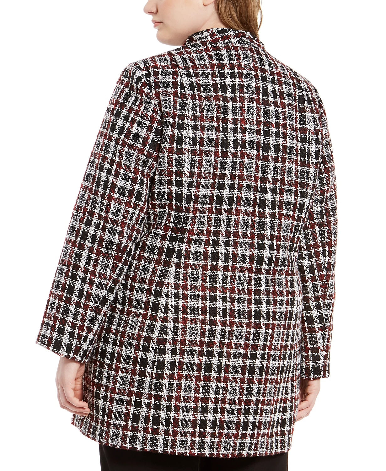 Calvin Klein Women's Red Plaid Jacket Red Size Petite Small