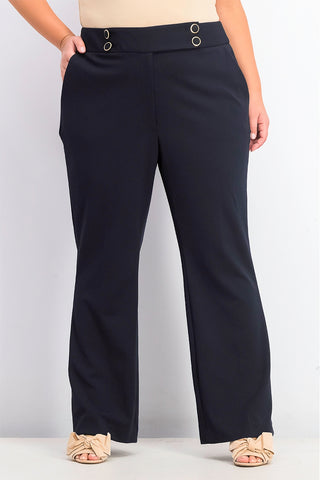 Calvin Klein Women's Plus Size Button-Detail Dress Pants Blue Size 16W