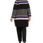 Calvin Klein Women's Plus Size Striped Open-Front Cardigan Gray Size 2X