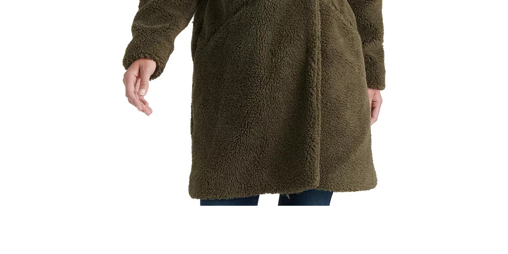 Lucky Brand Women's Teddy Fuzzy Double Breasted Coat Green Size Small