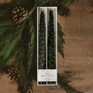 Green Tree Taper Candles - Set of 2